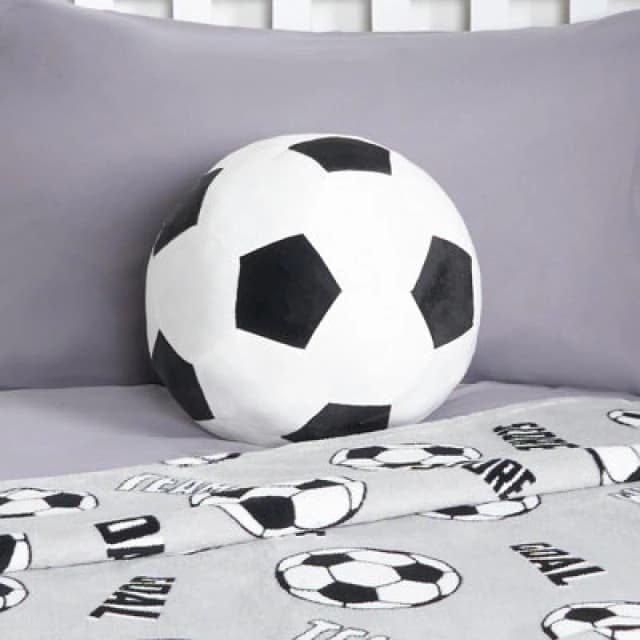 OHS OHS Filled Football Cushion Ball Plush Decorative Kids Bed Pillow Plump Chair Sofa in White White One Size Unisex 5027434202225