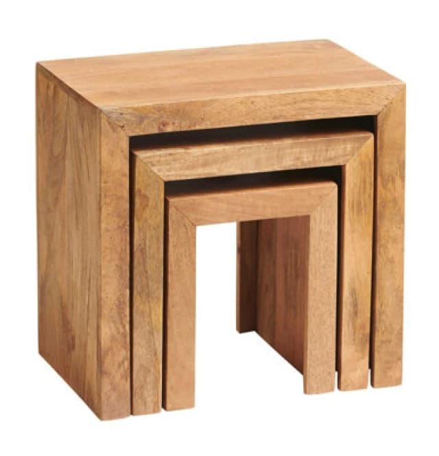 Buttercup Farm Toko Light Mango Nest Of 3 Tables - Solid Mango Wood - L30 X W46 X H46 Cm
