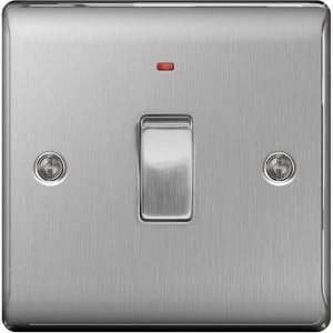 BG Nexus Metal Brushed Steel Double Rocker Switch 20A - NBS31