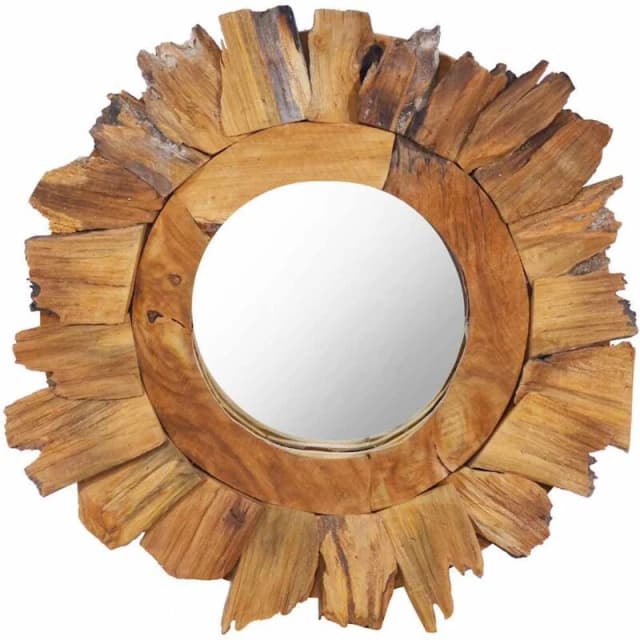 VIDAXL Wall Mirror 40cm Teak Round Vidaxl 8719883910987