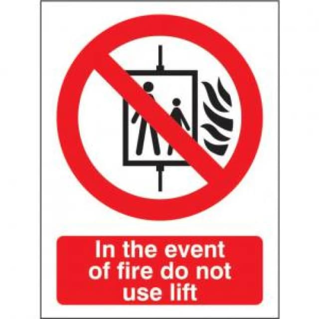 Seco Prohibition Safety Sign In The Event Of Fire Do Not Use Lift Self EXR28902SS