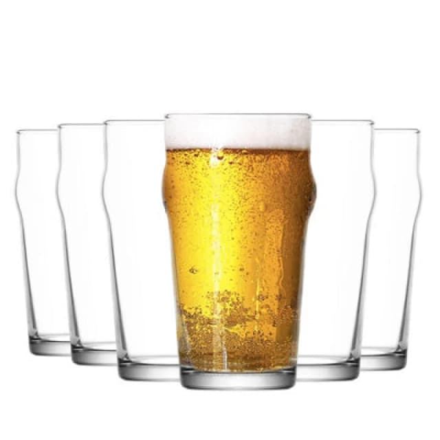 LAV Noniq Pint Beer Glasses - 570ml - Clear - Pack of 6 Clear