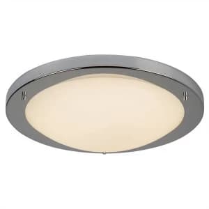 LED Large Round Bathroom Flush Ceiling Light Chrome, White IP44