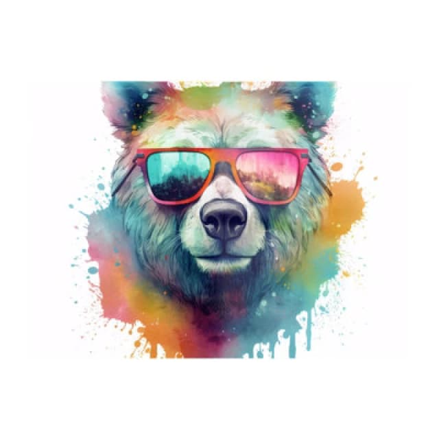 Warren Reed Designer Splashart Colourful Bear In Glasses Chopping Board