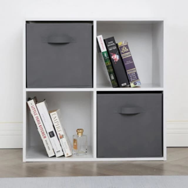 Jane - 2X2 White Bookcase With Baskets