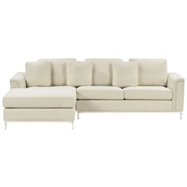 Beliani Corner Sofa 4 Seater Oslo Fabric Beige Right Hand