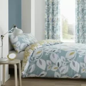 Catherine Lansfield Leaf Print Teal Bedding Set - Kingsize