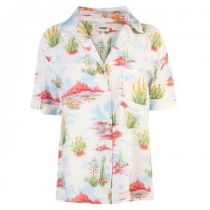 Wrangler Cuban Short Sleeve Shirt - White Print