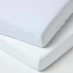 White Linen Fitted Cot Sheet 60 x 120 cm, Pack of 2 - White - Homescapes