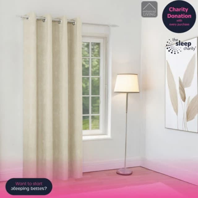 Knightsbridge Thermal Chenille Blackout Ready Made Eyelet Door Curtain 66 x 84 Cream