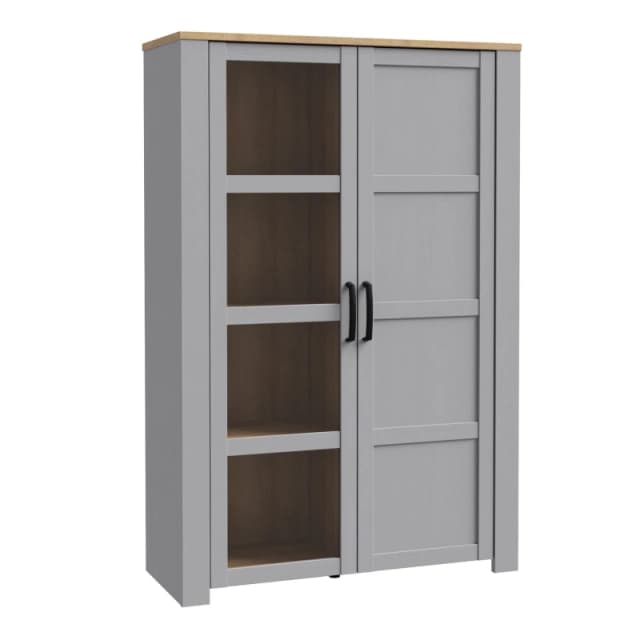 Furniture To Go Bohol Display Cabinet in Light Grey Light Grey Unisex