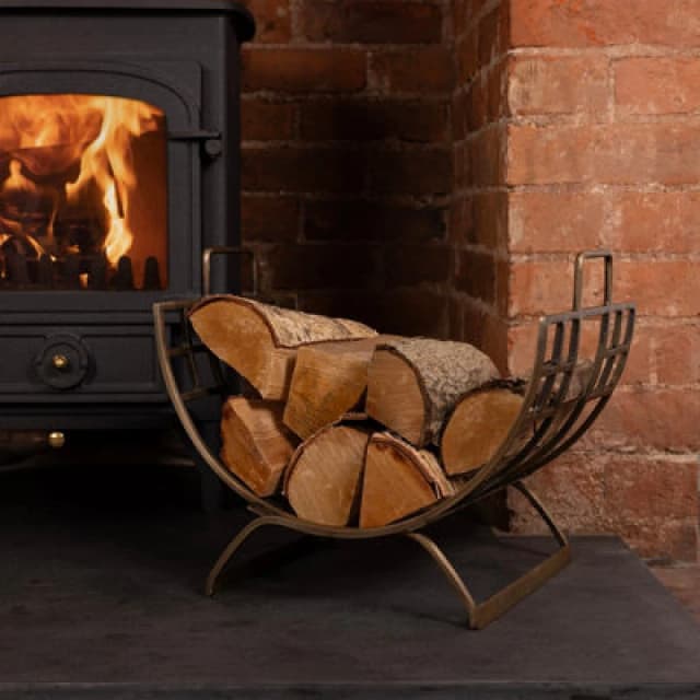 Charles Bentley Antique Gold Coloured Folding Log Holder 35x31x41cm Gold