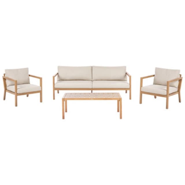 Beliani Garden Lounge Set With Table 5 Seater Oneta Metal Light Brown