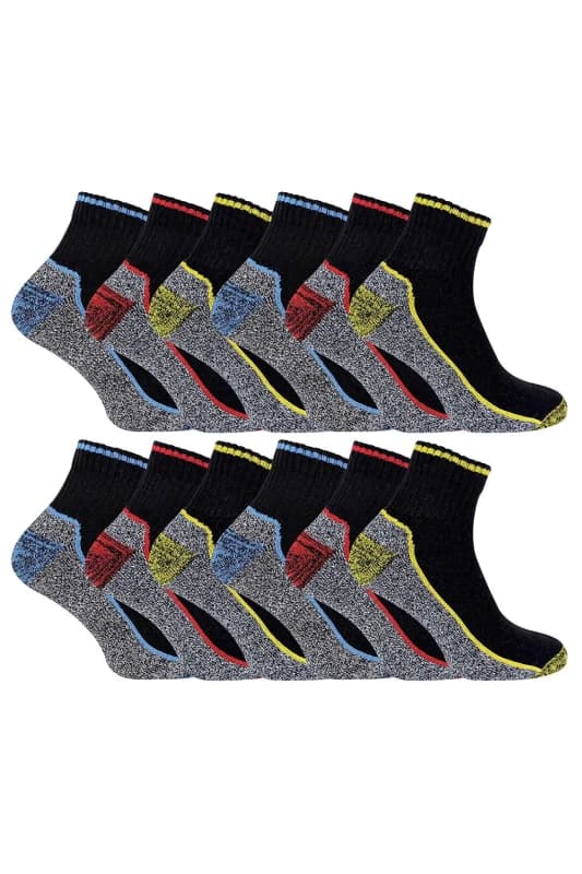 Sock Snob Sock Snob Men 12 Pairs Short Bamboo Work Socks Size: 12-14 Multi 12-14 Male 5060910920497