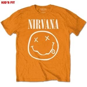 Nirvana - White Smiley Kids 11 - 12 Years T-Shirt - Orange
