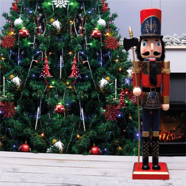 St Helens Large 60cm Traditional Christmas Nutcracker Red Blue and Gold with Sceptre ELV-878104