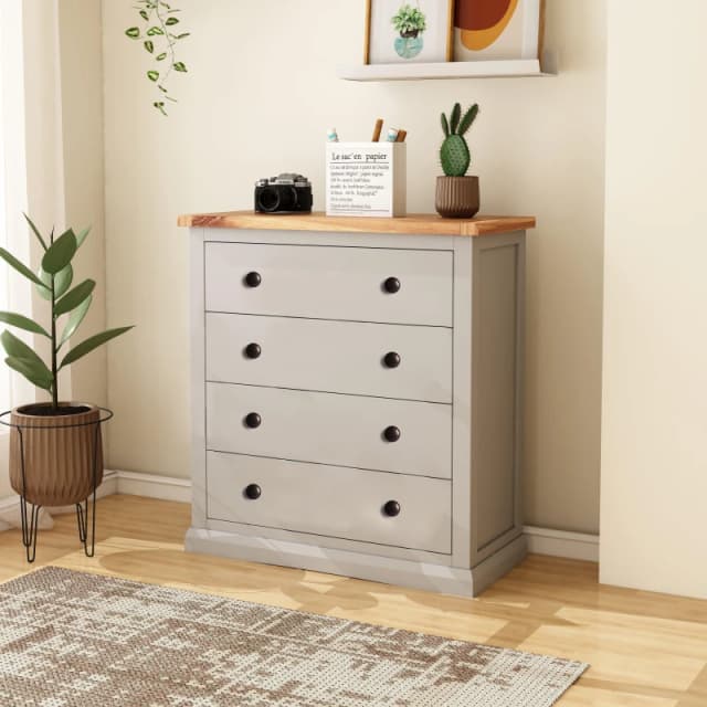 Cabinet Bits Loreo 4 Drawer Chest of Drawers Brass Knob in Light Grey Light Grey Unisex