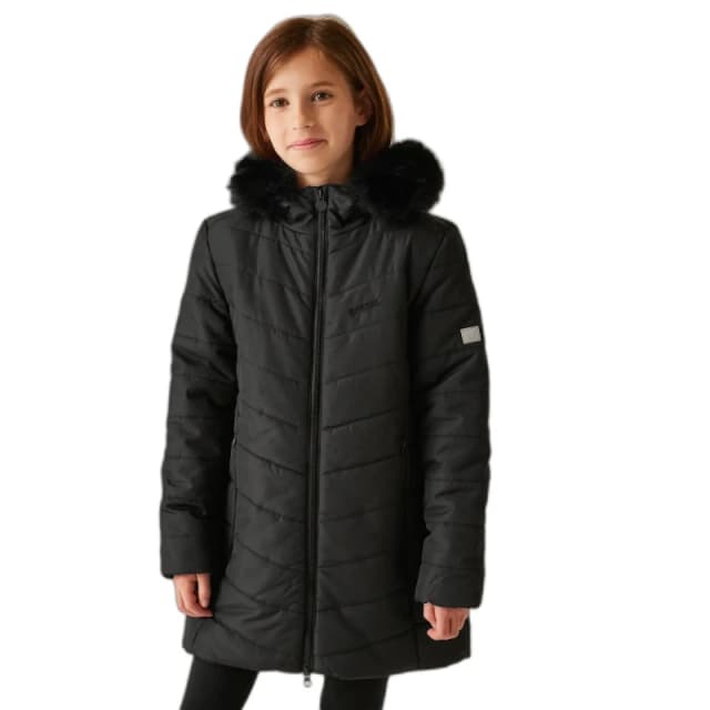 Regatta Girls Fabrizia Padded Warm Hooded Parka Jacket 5-6 Years - Chest 59-61cm (Height 110-116cm) Black RKN118G-800-5