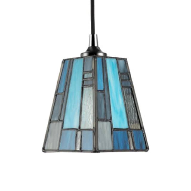 Happy Homewares Art Denergy Savingtiffany Glass Pendant Shade With Pale And Navy Blue Panels