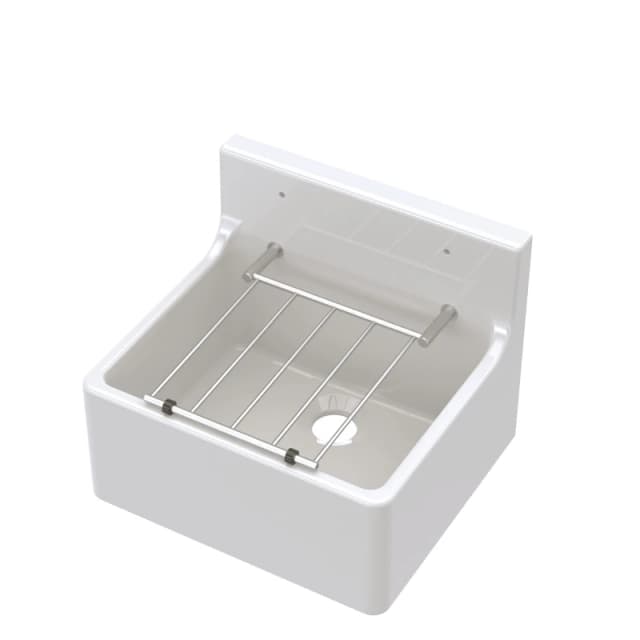 Balterley White Single Bowl Cleaner Sink with Grill 455mm x 362mm x 396mm White