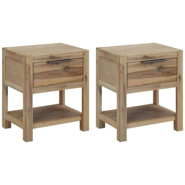 VIDAXL Nightstands with Drawers 2 pcs 40x30x48cm Solid Acacia Wood vidaXL 8720286173725