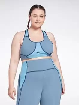 Reebok Lux Racer Colorblocked Padded Bra (Plus Size) - Blue Size 1X, Women