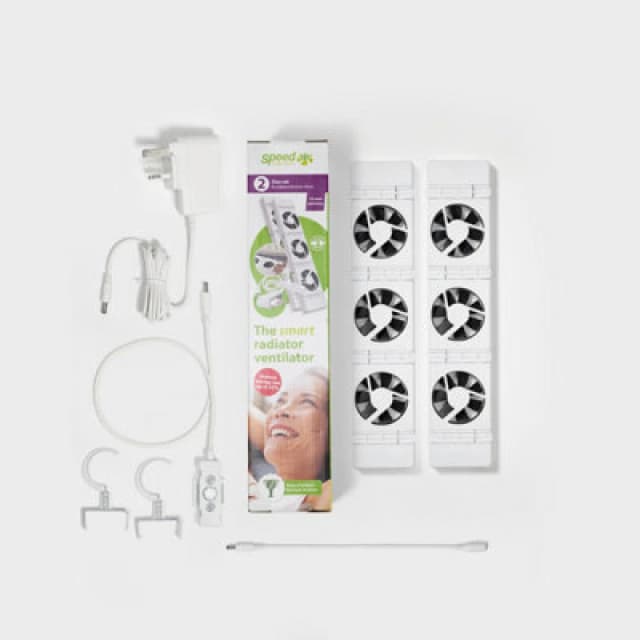 SPEEDCOMFORT Discrete Radiator Fan (Pack of 2) & Mounting Hooks, White 652217751857