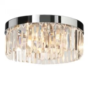 Decorative Flush Ceiling Light Chrome Plate, Clear Crystal