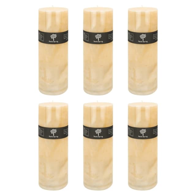 Nicola Spring Round Vanilla Pillar Candles - 215 Hours - Cream - Pack Of 6