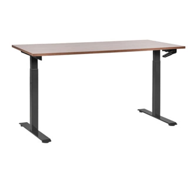 Beliani Manual Adjustable Standing Desk Destines Brown/ Black 160 Cm 72 Cm