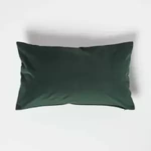Homescapes - Green Velvet Cushion, Bolster 30 x 50cm - Green