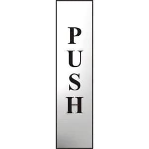 ASEC Push 200mm x 50mm Chrome Self Adhesive Sign