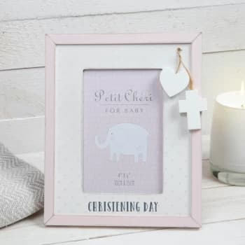 4" x 6" - Petit Cheri Christening Photo Frame - Pink