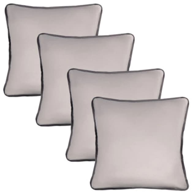 OHS OHS 4 x Piped Edge Matte Velvet Cushion Covers Home Decor Set in Light Grey Size: 45cm x 45cm Light Grey 45cm x 45cm Unisex 5027434217915