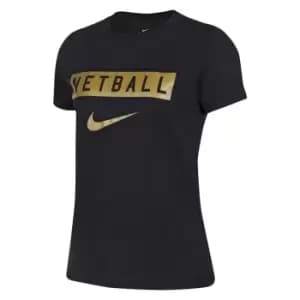 Nike England Netball Swoosh T Shirt Ladies - Black