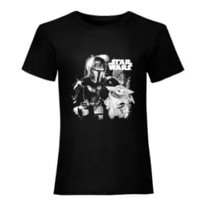 Star Wars: The Mandalorian Womens/Ladies Mando And The Child Photograph Boyfriend T-Shirt (M) (Black)