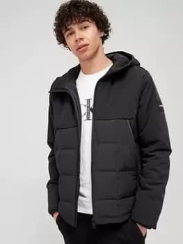 Calvin Klein Mix Media Zip Through Hoodie - Black Size M Men