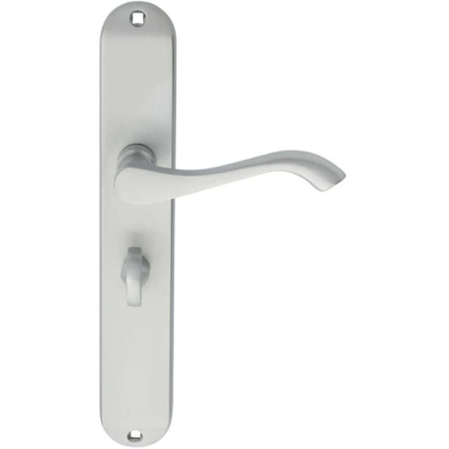 Loops PAIR Curved Handle on Long Slim Bathroom Backplate 241 x 40mm Satin Chrome Multi