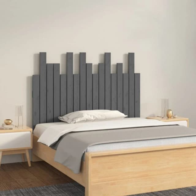 Vidaxl Wall Headboard Grey 108X3X80 Cm Solid Wood Pine, Grey 824775