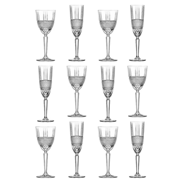 RCR Crystal 12 Piece Brillante Stemware Set in Clear Clear Unisex