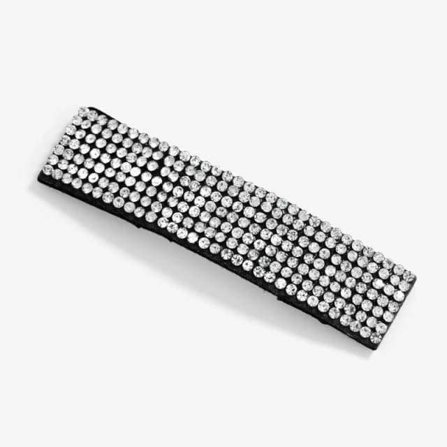 Mood Black Crystal Wide Diamante Hair Clip Silver female