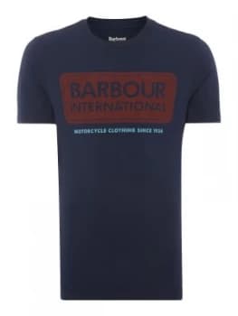Mens Barbour International logo t shirt Blue