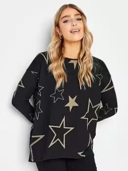 M&Co Black Star Jumper, Black, Size 12, Women
