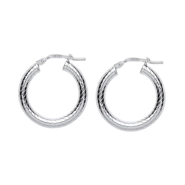 Jewelco London Silver Snake Twist Hoop Earrings 21mm 3mm - ER54 Silver female