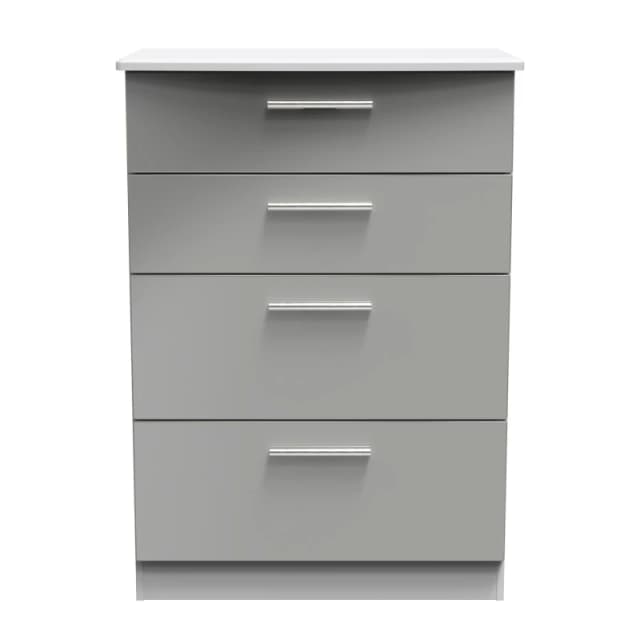 Harrow 4 Drawer Deep Chest In Grey Gloss (Ready Assembled)