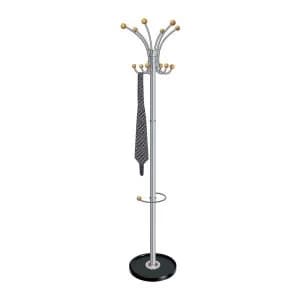 Hat and Coat Stand Metallic Tubular Steel with Umbrella Holder 6 Pegs and 6 Hooks