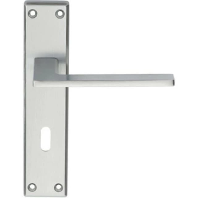 Loops Flat Straight Lever on Lock Backplate Door Handle 180 x 40mm Satin Chrome Multi