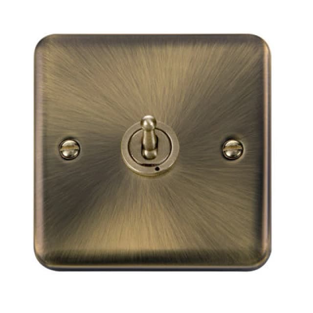 SE Home Curved Antique Brass 1 Gang 2 Way 10AX Toggle Light Switch Gold
