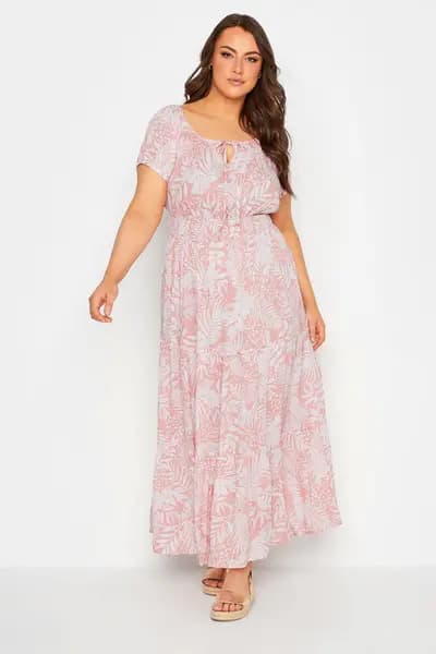 Yours Bardot Maxi Dress Pink