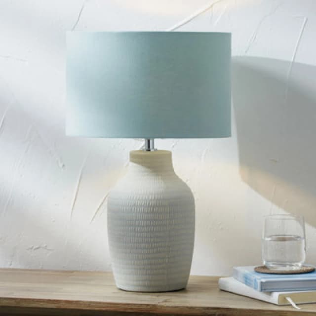 Ruma Duck Egg Textured Ceramic Table Lamp Blue